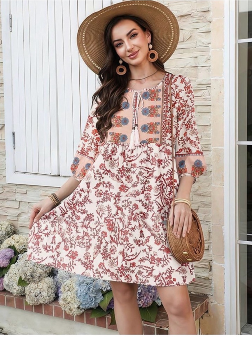 Bohemian mixed pattern dress size 2x NEW - Picture 2 of 4